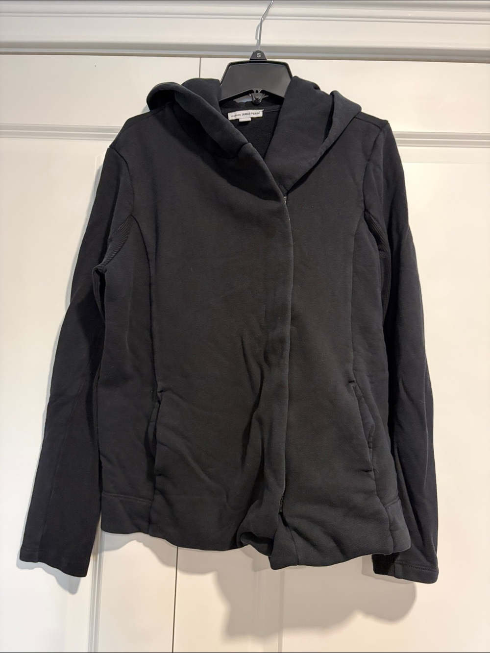 James Perse Black Hooded Zip-Front Sweatshirt